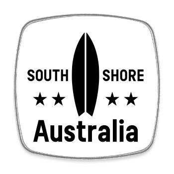 South shore, Australia (surfboard, stars) - Square fridge magnet - white - Front