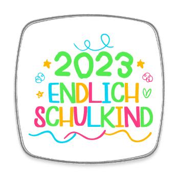 2023 endlich schulkind, Einschulung Erstklässler - Viereckiger Kühlschrankmagnet - Weiß - Vorne