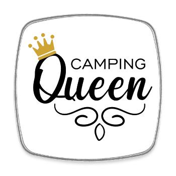 Camping Queen - Viereckiger Kühlschrankmagnet - Weiß - Vorne
