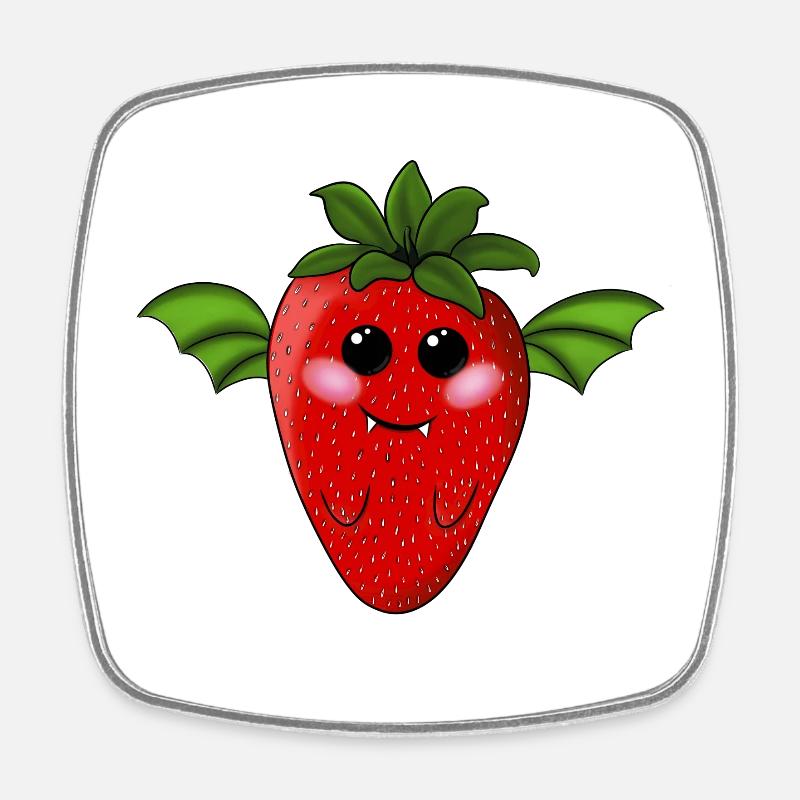 Strawberry Bat - Square fridge magnet - white