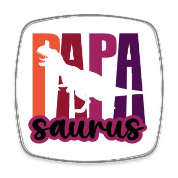 Papasaurus Father's Day Dinosaur T-Rex Gift Idea - Square fridge magnet - white - Front
