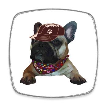 Français Bulldog, Frenchie, Bully, Cadeau - Magnet carré - blanc - Devant