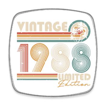 Vintage 1988 Jahrgang Retro Geburtstag Geschenk - Viereckiger Kühlschrankmagnet - Weiß - Vorne