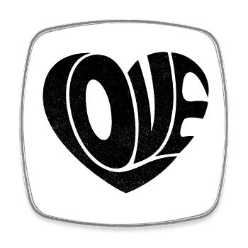Coeur d’amour noir - Magnet carré - blanc - Devant
