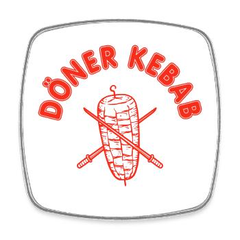 Döner Kebab Grill - Viereckiger Kühlschrankmagnet - Weiß - Vorne