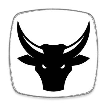 Taureau / Taureau / Bœuf / Tête de taureau (2C) - Magnet carré - blanc - Devant
