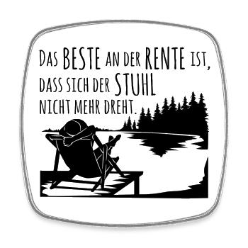 Rente ist, wenn der Stuhl sich nicht mehr dreht - Viereckiger Kühlschrankmagnet - Weiß - Vorne