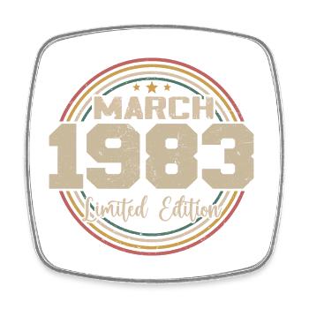 Awesome Since March 1934 Birthday 1934 Gift - Square fridge magnet - white - Front