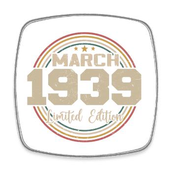 Awesome seit März 1939 Geburtstag 1939 Geschenk - Viereckiger Kühlschrankmagnet - Weiß - Vorne