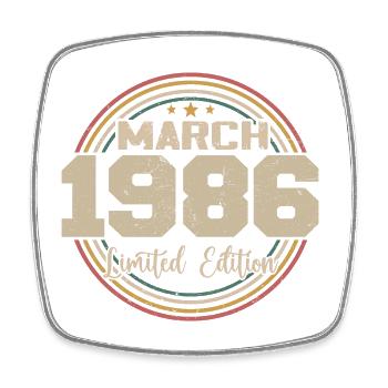 Tolles Geschenk zum Geburtstag 1986 seit März 1986 - Viereckiger Kühlschrankmagnet - Weiß - Vorne
