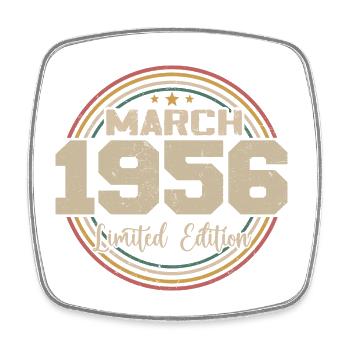 Awesome seit März 1956 Geburtstag 1956 Geschenk - Viereckiger Kühlschrankmagnet - Weiß - Vorne