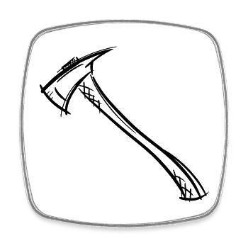 Dessin de hache / hache de pompier. Pompier. - Magnet carré - blanc - Devant