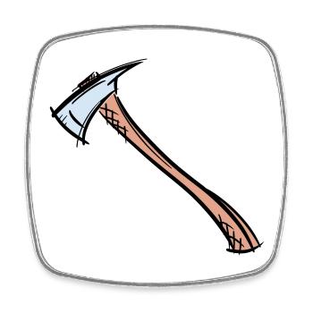 Dessin de hache / hache de pompier. Pompier. - Magnet carré - blanc - Devant