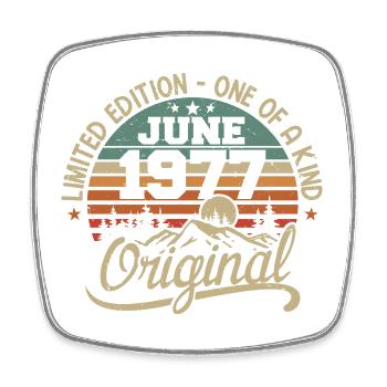1977 June 1977 original - June 1977 Anniversary - Square fridge magnet - white - Front