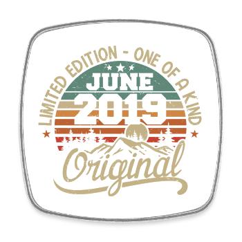 2019 June 2019 Original - June 2019 Anniversary - Square fridge magnet - white - Front