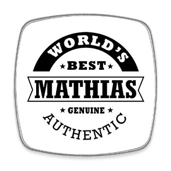 Mathias world s best cadeau prénom mathias - Magnet carré - blanc - Devant