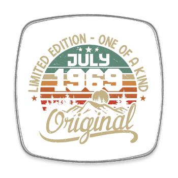 July 1969 Gift Birthday Gift 1969 July - Square fridge magnet - white - Front