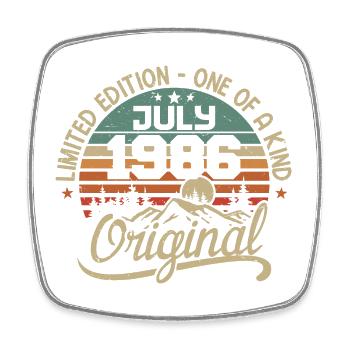 July 1986 Gift Birthday Gift 1986 July - Square fridge magnet - white - Front