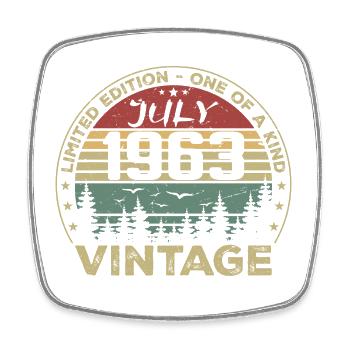 July 1963 Vintage 1963 Birthday Gift - Square fridge magnet - white - Front