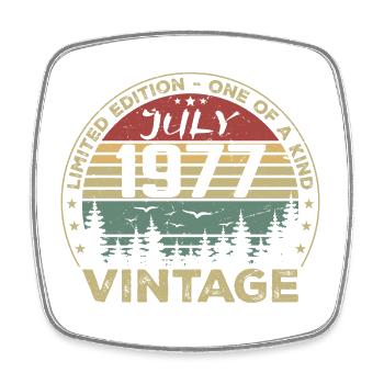 Juli 1977 Geburtstagsgeschenk Jahrgang 1977 - Viereckiger Kühlschrankmagnet - Weiß - Vorne