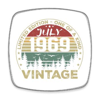July 1969 Vintage 1969 Birthday Gift - Square fridge magnet - white - Front
