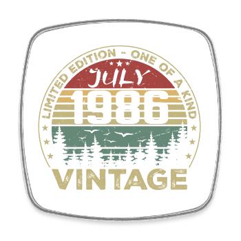 Geburtstagsgeschenk Juli 1986 Jahrgang 1986 - Viereckiger Kühlschrankmagnet - Weiß - Vorne