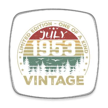 Juli 1953 Jahrgang 1953 Geburtstagsgeschenk - Viereckiger Kühlschrankmagnet - Weiß - Vorne