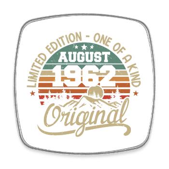 August 1962 Birthday Gift - Born August 1962 - Square fridge magnet - white - Front