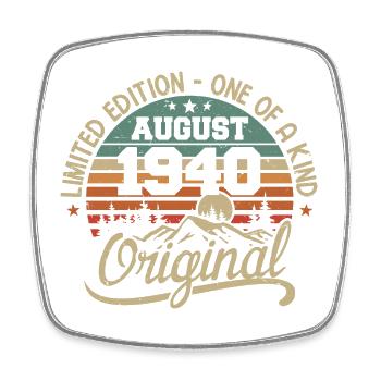 August 1940 Birthday Gift - Born August 1940 - Square fridge magnet - white - Front
