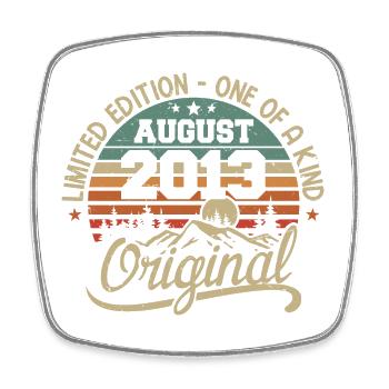August 2013 Geburtstagsgeschenk - geboren im August 2013 - Viereckiger Kühlschrankmagnet - Weiß - Vorne