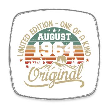 August 1964 Birthday Gift - Born August 1964 - Square fridge magnet - white - Front