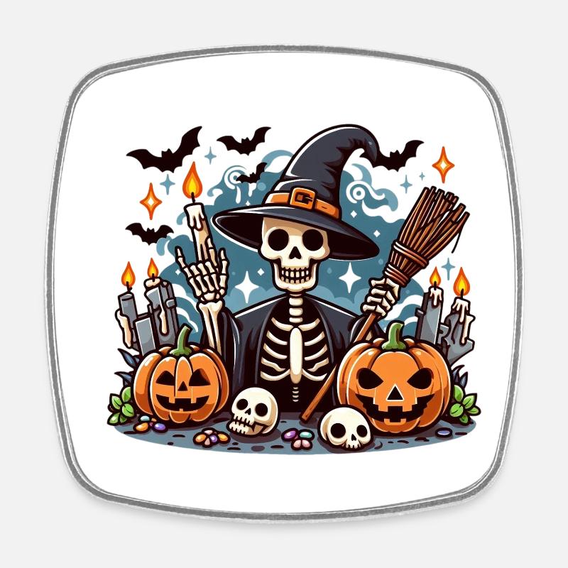 Spooky Mr Os halloween - Magnet carré - blanc