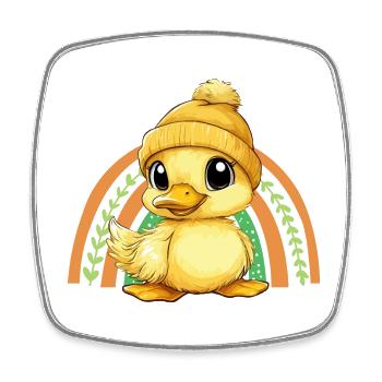 Ente Süß Niedlich Baby Kinder Tier Entchen Cartoon - Viereckiger Kühlschrankmagnet - Weiß - Vorne