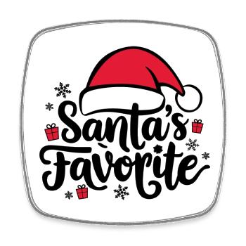 Santas Favorite – Weihnachtsmann-Mütze - Viereckiger Kühlschrankmagnet - Weiß - Vorne