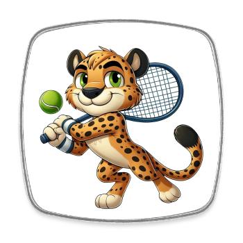 Cheetah Big Cat Tennis Player Club - Square fridge magnet - white - Front