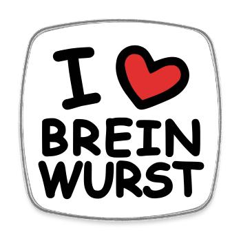 I Love Breinwurst - Viereckiger Kühlschrankmagnet - Weiß - Vorne