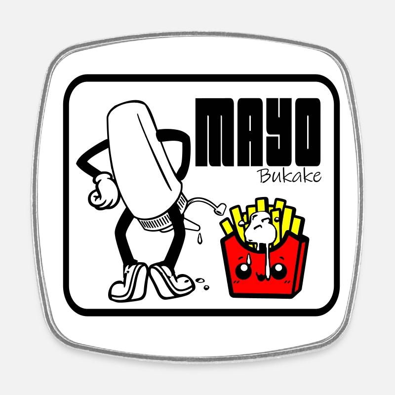 Mit Mayo - Viereckiger Kühlschrankmagnet - Weiß