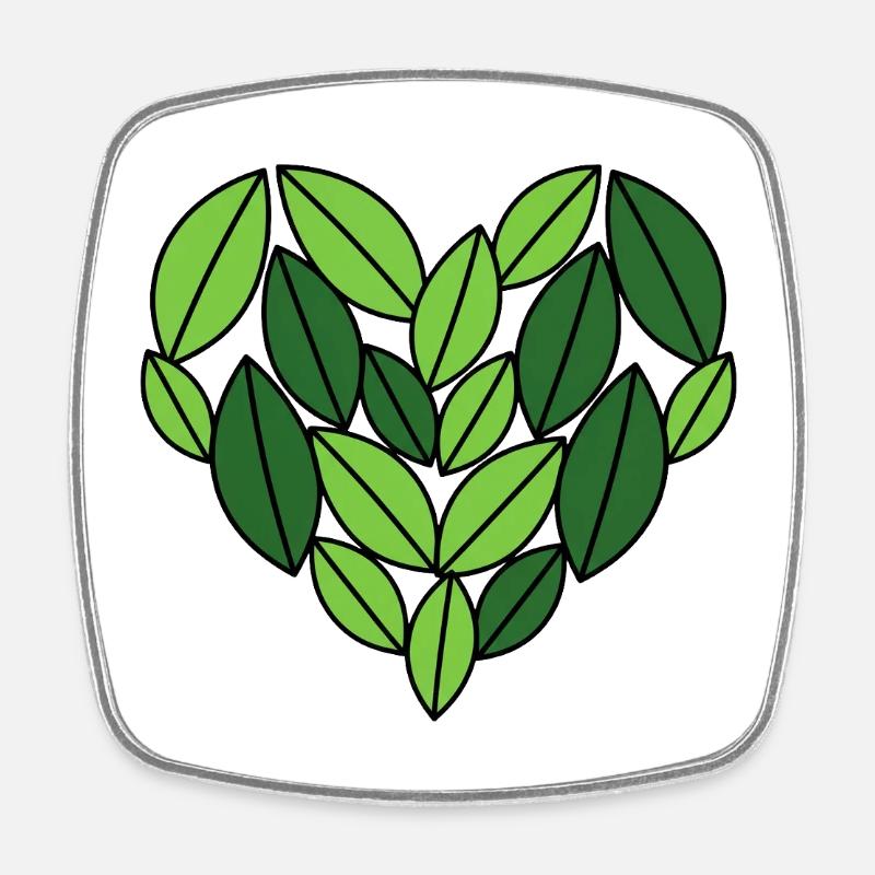 Coeur de feuille Nature Design - Magnet carré - blanc