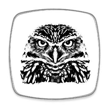 Die Eule / The Owl - Viereckiger Kühlschrankmagnet - Weiß - Vorne