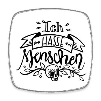 Ich hasse Menschen - Viereckiger Kühlschrankmagnet - Weiß - Vorne