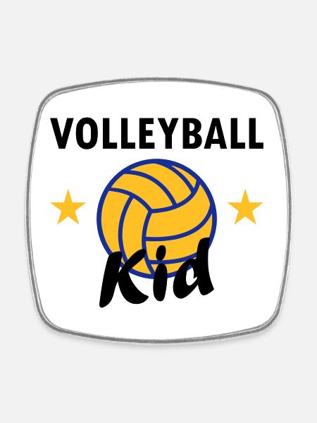 Volleyball kid (stars, volleyball) - Square fridge magnet - white