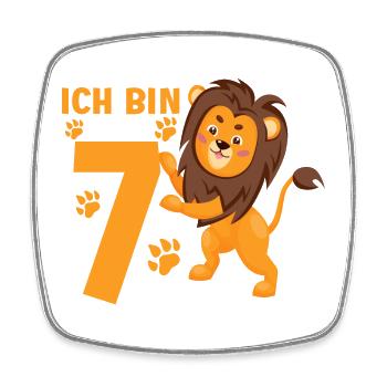Löwe 7 Jahre Löwen 7 Kindergeburtstag - Viereckiger Kühlschrankmagnet - Weiß - Vorne