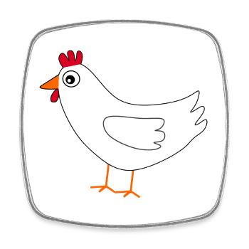 poulet blanc drôle - Magnet carré - blanc - Devant