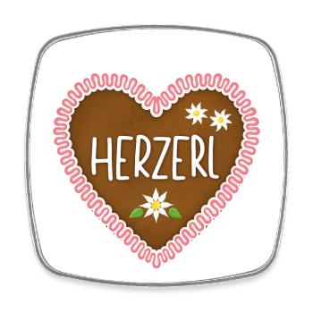 Herzerl Lebkuchenherz - Viereckiger Kühlschrankmagnet - Weiß - Vorne