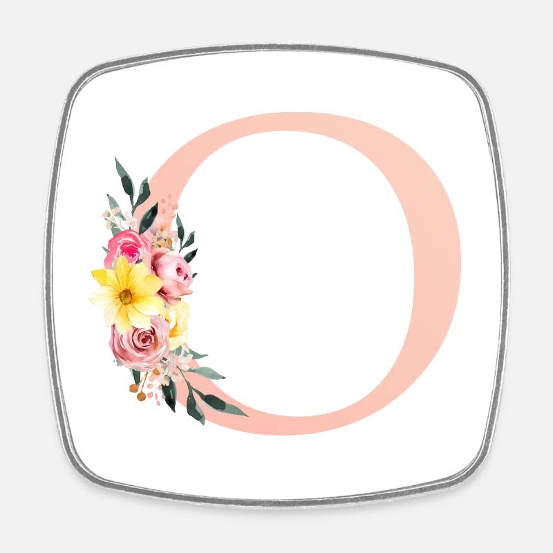 O Monogram Floral - Square fridge magnet - white