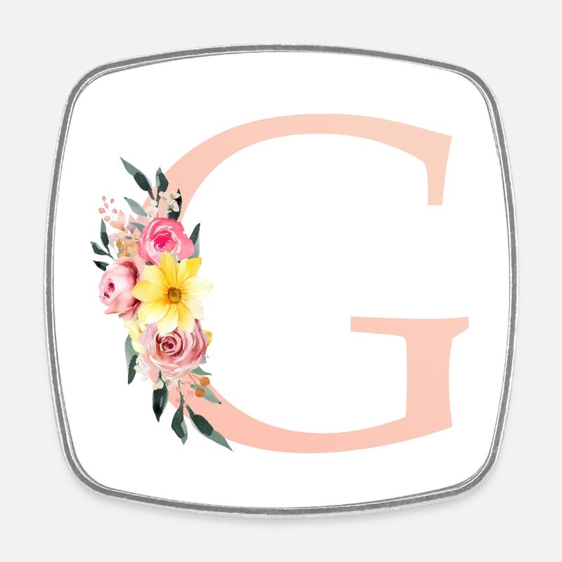 G Monogram Floral - Square fridge magnet - white
