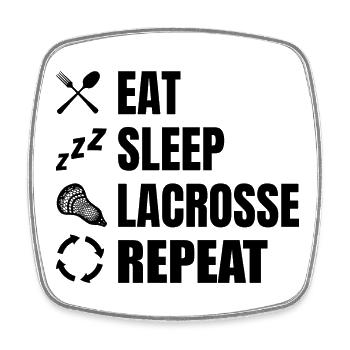Eat Sleep Lacrosse Repeat - Viereckiger Kühlschrankmagnet - Weiß - Vorne