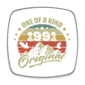 1991 Birthday vintage 1991 retro born in 1991 - Square fridge magnet - white - Front