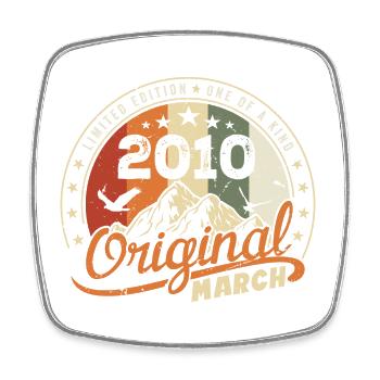 March 2010 Vintage 2010 Retro Birthday Gift - Square fridge magnet - white - Front
