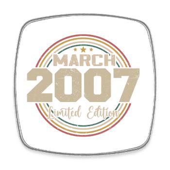 Awesome Since March 2007 Birthday 2007 Gift - Square fridge magnet - white - Front